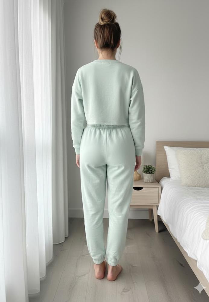 Pantaloni trening dama vatuiti interior,culoare , verde mentă,Engros